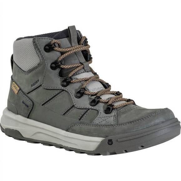 NEW OBOZ men\'s burke mid leather b-dry waterproof boots in nimbus gray main image 4